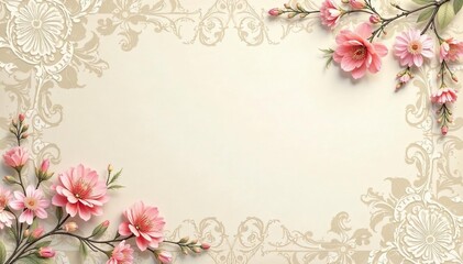 Subtle floral damask pattern, delicate design on a neutral background , repeat pattern, sophisticated, design