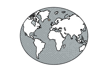 Obraz premium Grey dotted world map illustration showing continents in a modern and minimalistic style, ideal for business, geography, and tech themes