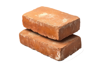 Stacked orange bricks showing texture and weathering with a transparent background