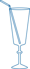 Tall Glass Straw Beverage Line Art