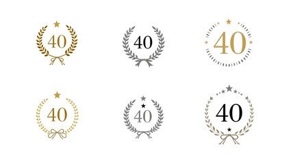 Luxurious gold 3D "Happy 40th Birthday" celebration background design.