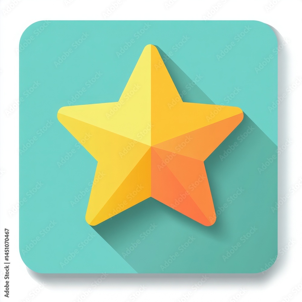 Poster geometric star: a five-pointed star icon with a gradient fill and soft shadow on blue