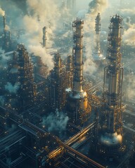 Fototapeta premium Modern chemical plant factory high resolution picture