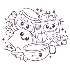 Hand drawn coloring book illustration