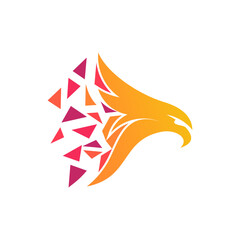 Obraz premium Creative Tech Symbol with Stylized Eagle and Fractal Triangles