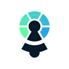 Creative Solution Symbol with Abstract Keyhole and Colorful Segments