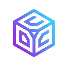 Creative Geometric Symbol with Interlocking C Letters in an Isometric Cube