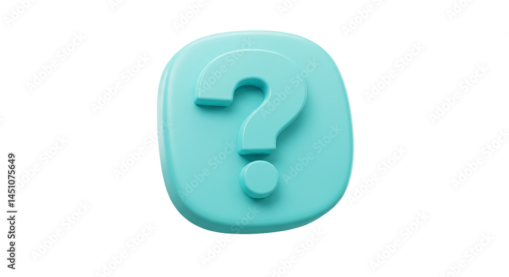 Poster a light blue square with rounded edges and a question mark in the center on a black background selli
