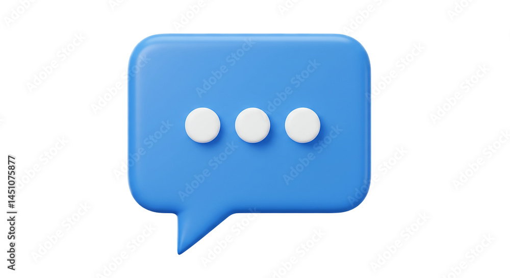 Poster a blue speech bubble with three white dots indicating a message is loading or someone is typing sell