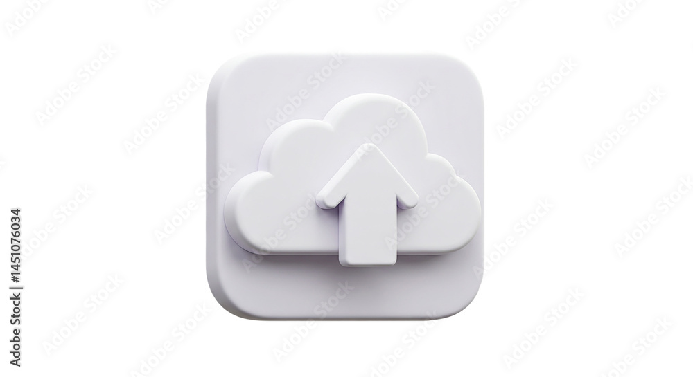 Poster a white cloud with an arrow pointing upward on a white square against a black background design icon