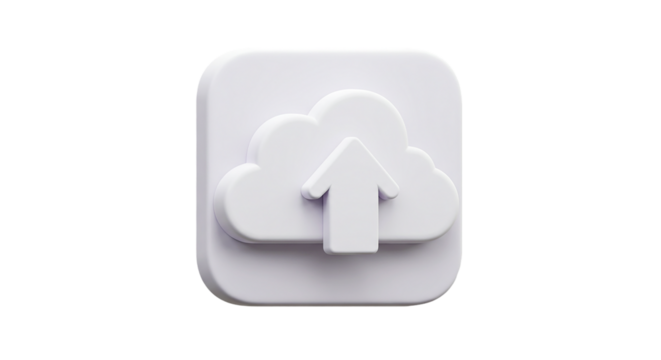 Arrow pointing upwards inside a cloud isolated on transparent background, perfect for cloud-based file transfers, online storage visuals, digital uploads, and data sync designs