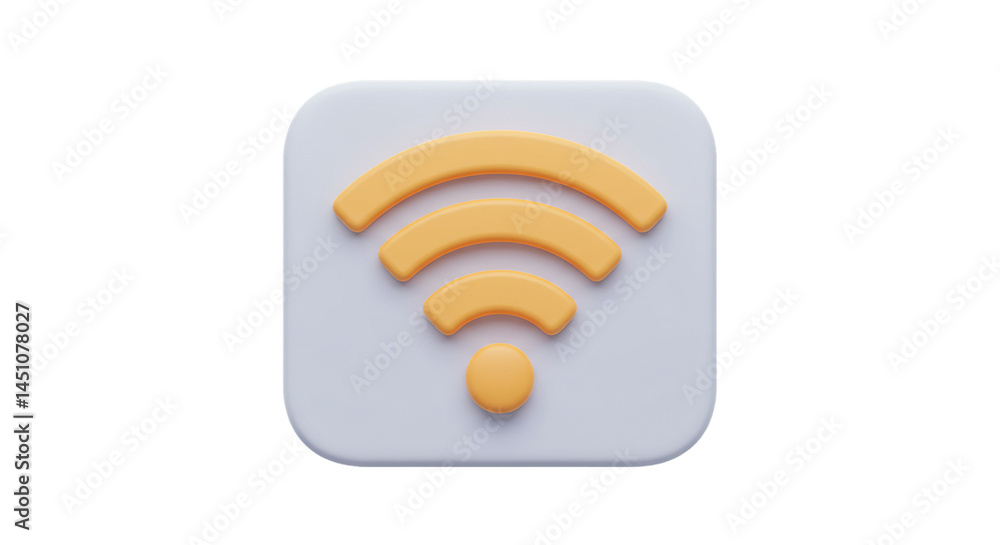 Poster a simple wifi icon on a white square background with yellow signal bars and a yellow circle below se