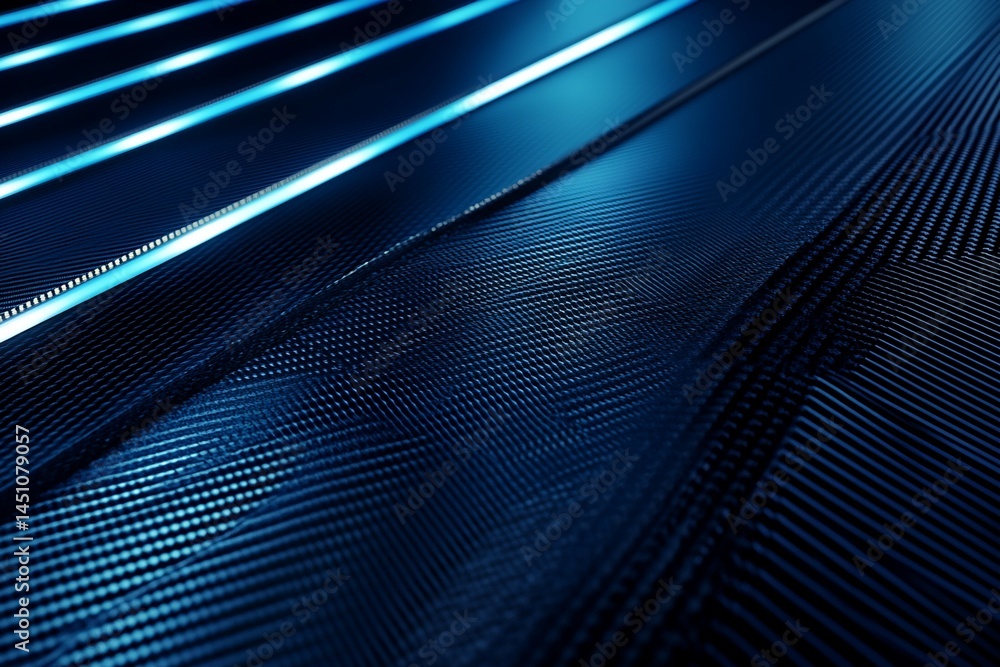 Poster blue illuminated textured surface with parallel lines