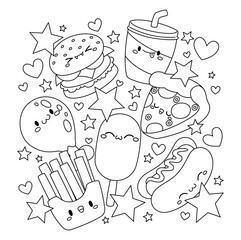 Hand drawn coloring book illustration