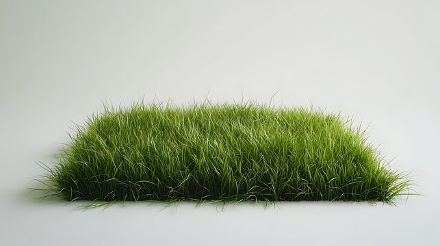 A close-up view of a rectangular patch of vibrant green grass.
