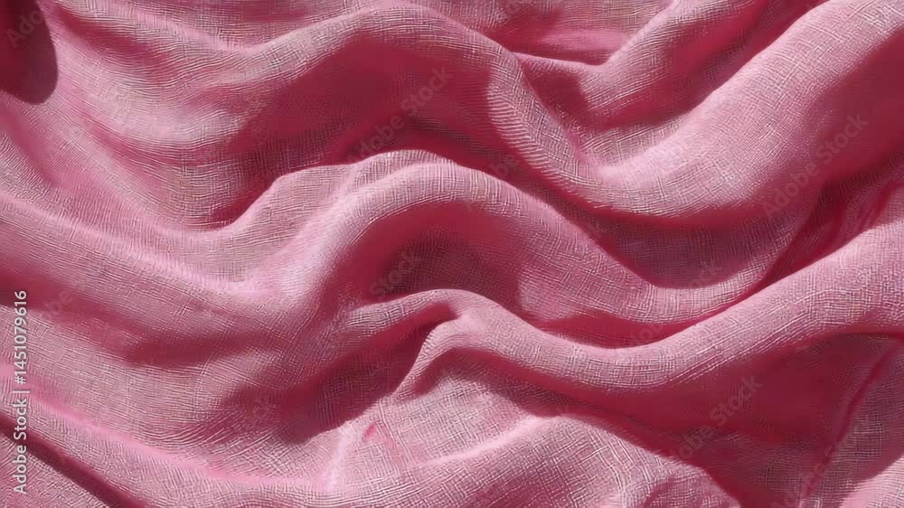 Poster delicate pink textile cloth texture with gentle waves and folds, capturing soft light and shadow for