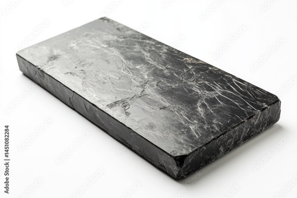Aufkleber a dark gray rectangular slab with textured surface and straight edges isolated on a white background