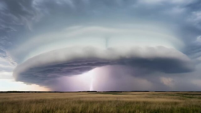 Thunderstorm rolling across open field