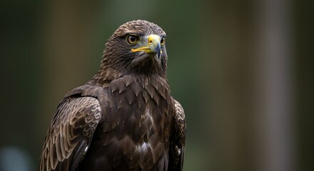 Portrait of brown eagle in forest