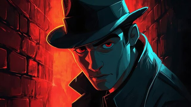 Mysterious figure in dark alley, cinematic style.