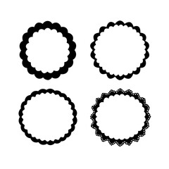 Zig zag wavy shape frames. Vector rectangular and round abstract clouds, flowers and text boxes. Scallop edge kids geometric stamps. Flat jagged oval shapes set. Groovy kids graphic wiggly backgrounds