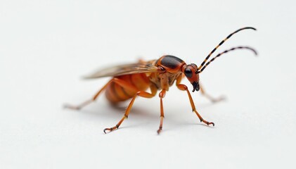 Close-up of single insect on pure white background, cicada, minimalism, ant