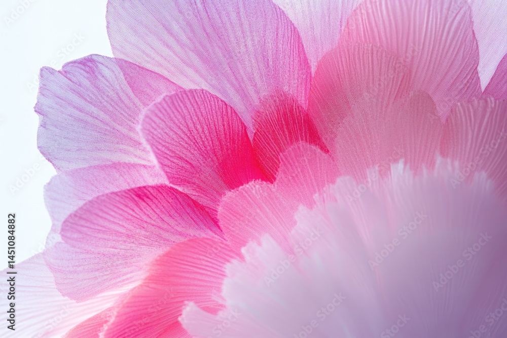 Poster a macro view capturing delicate, pink petals layered together in soft light, showcasing intricate te