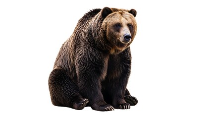 Brown bear turned side sitting pose