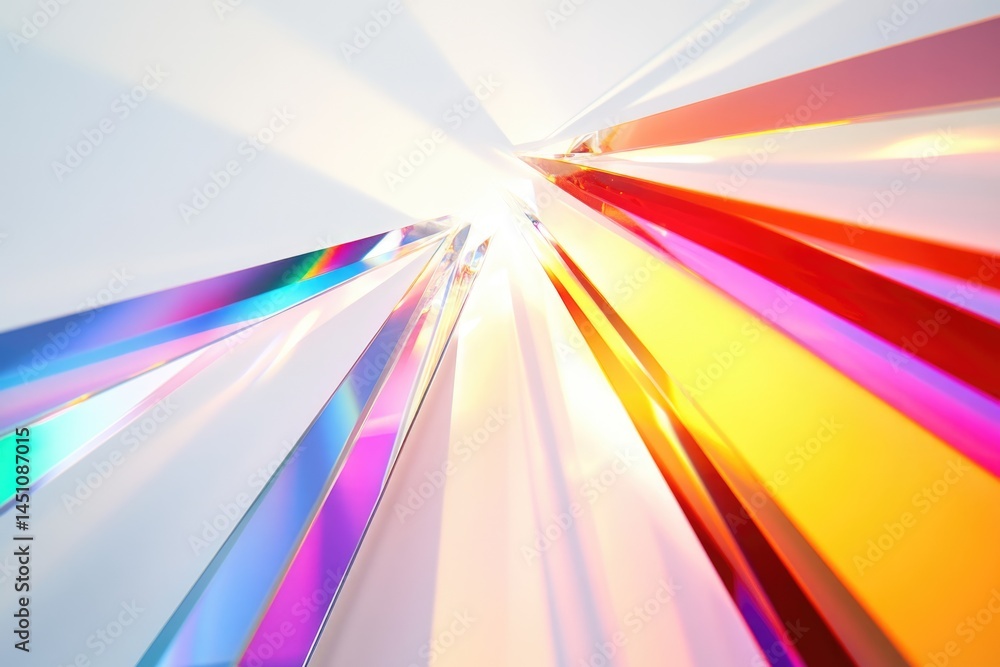 Poster abstract crystalline structures capture and refract vibrant light, creating a dazzling display of co