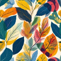 Colorful Autumn Leaves Seamless Pattern