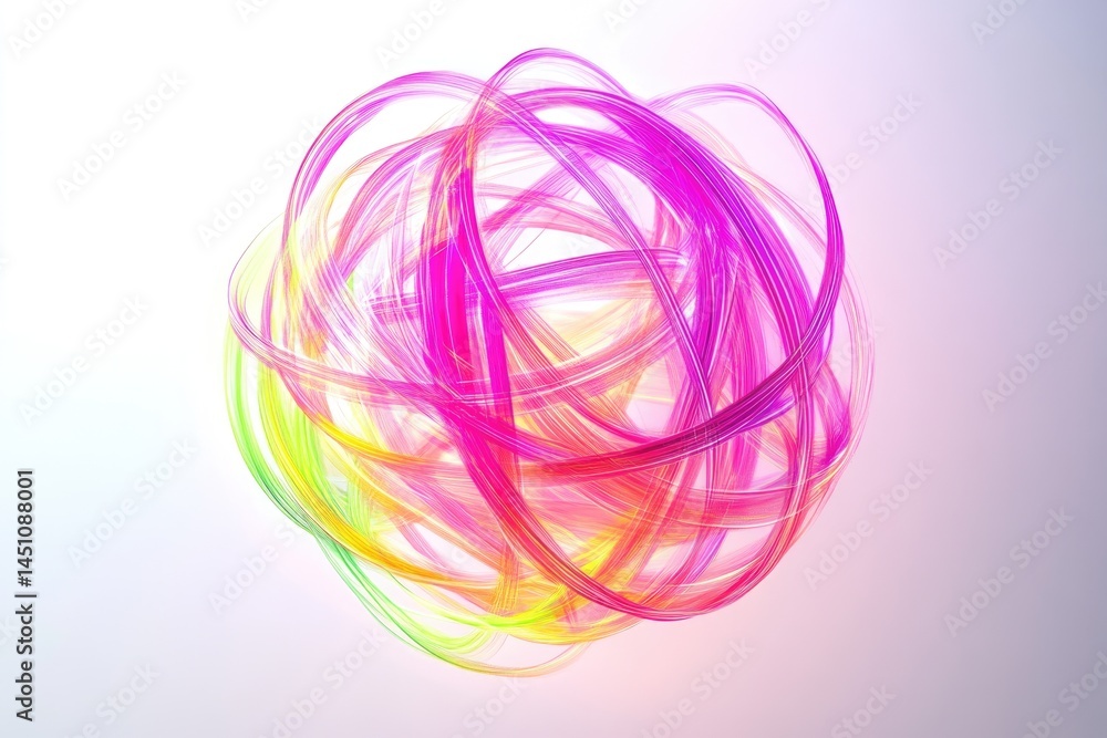 Poster abstract sphere composed of colorful, interwoven lines, creating a vibrant and dynamic 3d digital ar