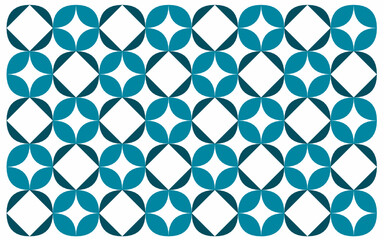 Design vector geometric pattern in vibrant blue. Ethnic graphic design. Background and wallpaper in ethnic style. Seamlees pattern with geometric flower. Floral background isolated on white background