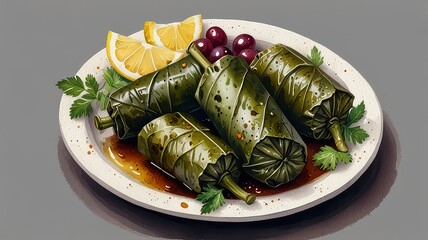 Delicious Stuffed Grape Leaves with Lemon and Olives Authentic Mediterranean Cuisine