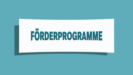 Foerderprogramme (Funding programs) - A card isolated on light green background.