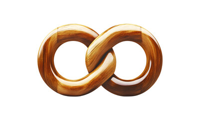  A simple clipart of an animated chain, a solid wooden link in the shape of two interlocking rings