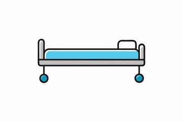 Hospital Bed Icon: Simple yet illustrative hospital bed icon, showcasing the essentials of comfort, care, and recuperation within a clinical setting.