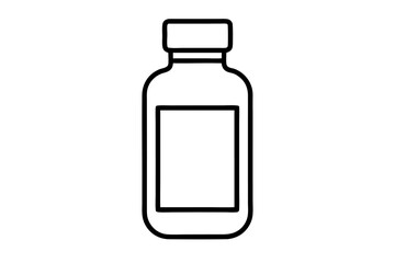 Obraz premium Clean Bottle Icon: A minimalist line art depiction of a sleek, clean bottle with a prominent label area, perfect for various design applications.