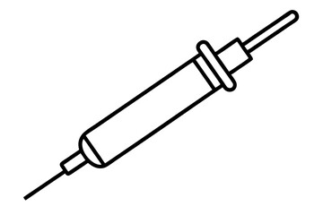 Fototapeta premium Injection illustration: A meticulously crafted, stark black-and-white illustration of a syringe, embodying precision and clarity. conveying a sense of healthcare, medicine.