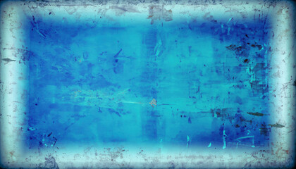 Obraz premium Textured blue grunge background with darker center and lighter, distressed edges, showing signs of wear and age.
