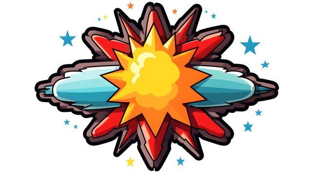 Colorful Boom Cartoon Patch Pop Art Style Icon for Creative Projects