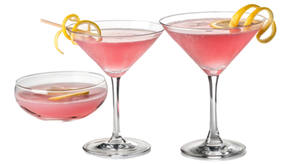 Two glasses of red cocktails, one with lime, offer a cool alcoholic refreshment