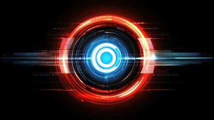 Obraz premium Futuristic red and blue glowing circle technology interface.