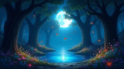 Fototapeta premium Whispering Woods: Magical Pool Amidst Nature's Beauty
