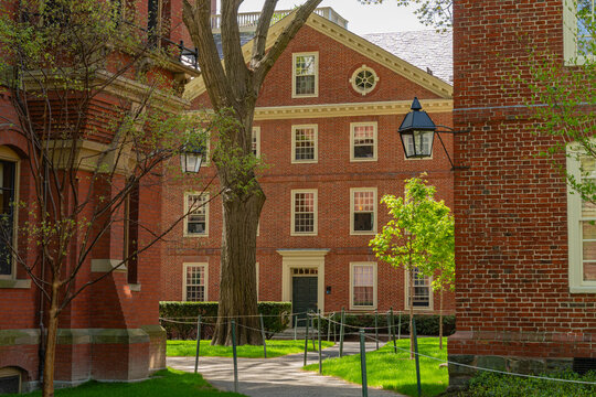 Cambridge, MA, USA - May 1, 2025: Campus of this private Ivy League research university.