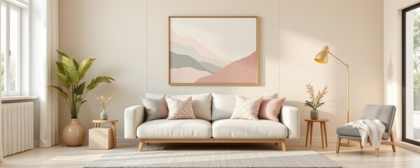 Minimalist Living Room Interior with Artwork
