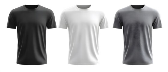 Three Blank T-Shirts Mockup,  Black, White, Gray