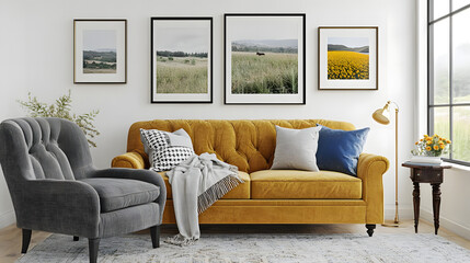 Mustard Sofa Decor: Modern Living Room