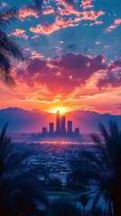 Desert sunset vibrant high resolution hd picture