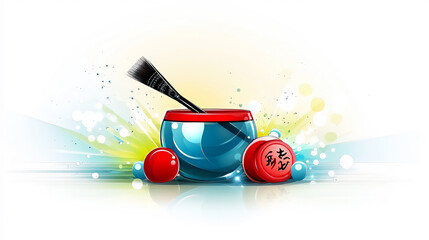 elegant japanese calligraphy and seal