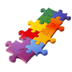 Obraz premium A Rainbow of Puzzle Pieces Interlocking on a White Background. on a White or Clear Surface [Transparent Background PNG]